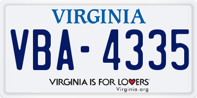 VA license plate VBA4335