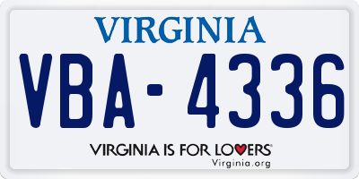 VA license plate VBA4336
