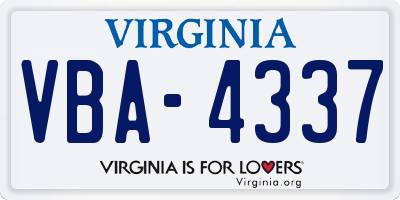 VA license plate VBA4337