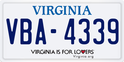 VA license plate VBA4339