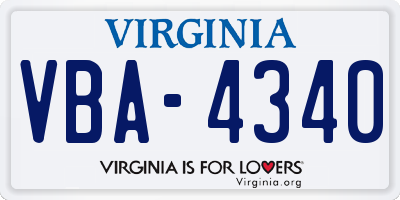 VA license plate VBA4340