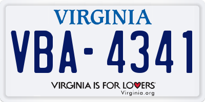 VA license plate VBA4341