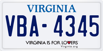 VA license plate VBA4345