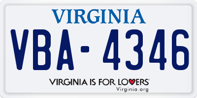 VA license plate VBA4346