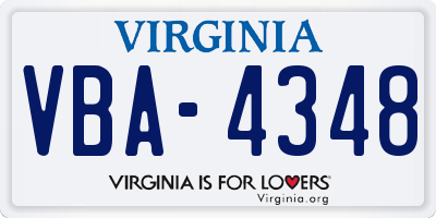 VA license plate VBA4348