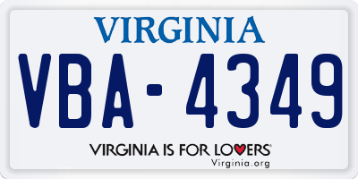 VA license plate VBA4349