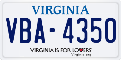 VA license plate VBA4350
