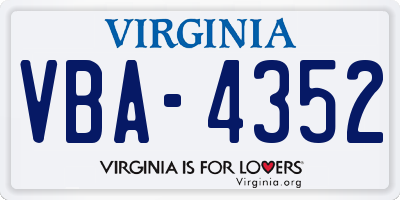VA license plate VBA4352
