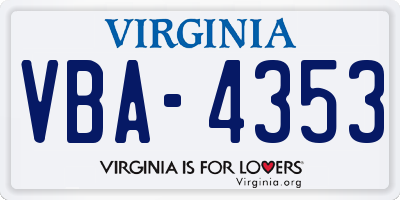 VA license plate VBA4353