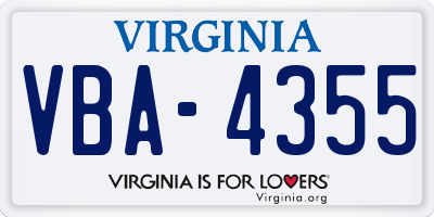 VA license plate VBA4355