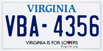 VA license plate VBA4356