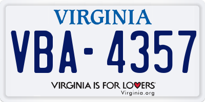 VA license plate VBA4357