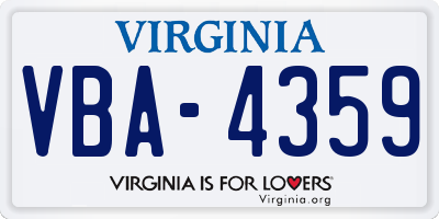 VA license plate VBA4359