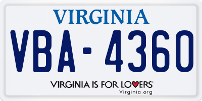 VA license plate VBA4360