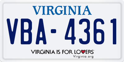 VA license plate VBA4361