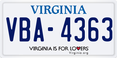 VA license plate VBA4363