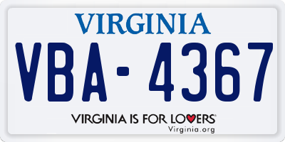 VA license plate VBA4367