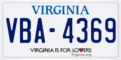 VA license plate VBA4369