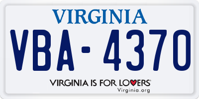 VA license plate VBA4370