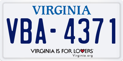 VA license plate VBA4371