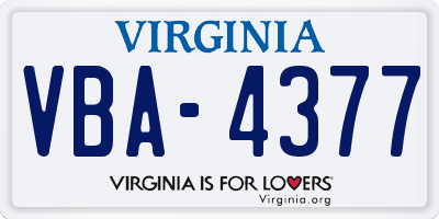 VA license plate VBA4377