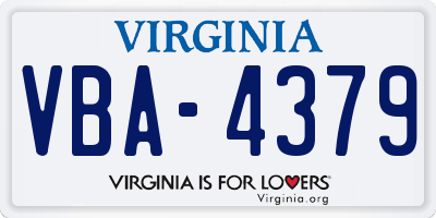 VA license plate VBA4379