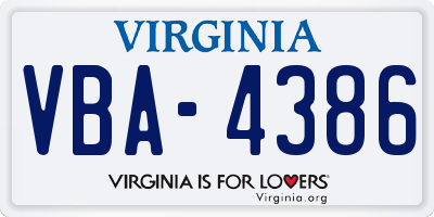 VA license plate VBA4386