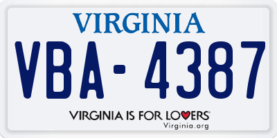 VA license plate VBA4387