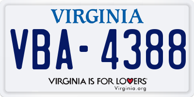 VA license plate VBA4388