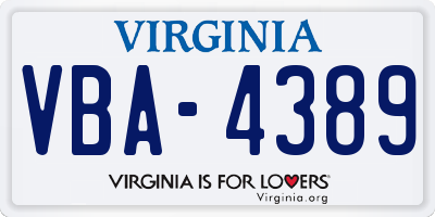 VA license plate VBA4389