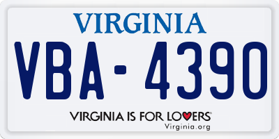 VA license plate VBA4390