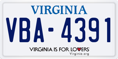 VA license plate VBA4391