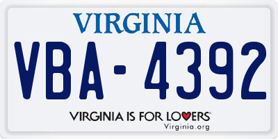 VA license plate VBA4392