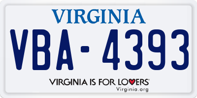 VA license plate VBA4393