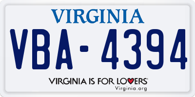 VA license plate VBA4394