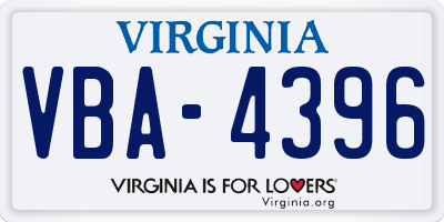 VA license plate VBA4396