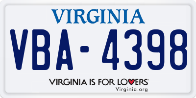 VA license plate VBA4398