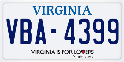 VA license plate VBA4399