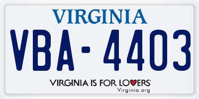 VA license plate VBA4403