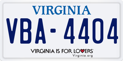 VA license plate VBA4404