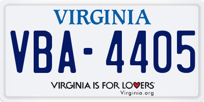VA license plate VBA4405