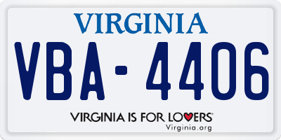 VA license plate VBA4406