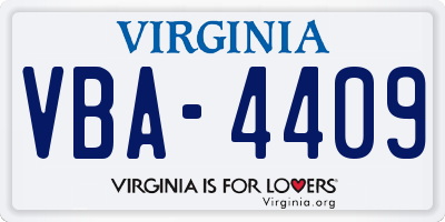 VA license plate VBA4409
