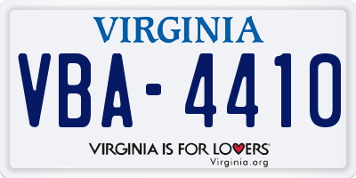 VA license plate VBA4410