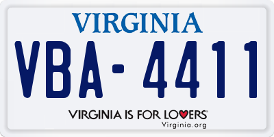 VA license plate VBA4411
