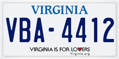 VA license plate VBA4412