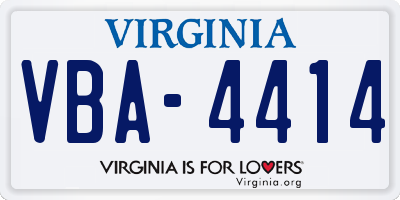 VA license plate VBA4414