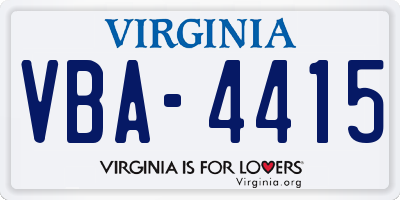 VA license plate VBA4415