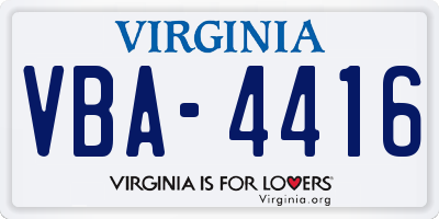 VA license plate VBA4416