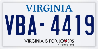VA license plate VBA4419